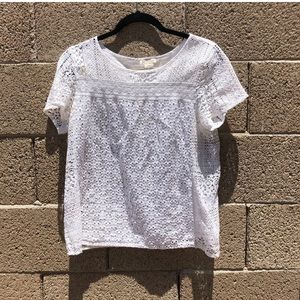 Lucky Brand Live In Love Short Sleeve Open Knit